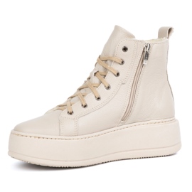 Olivier Botas de invierno de piel con aislamiento para mujer 1174, beige 1