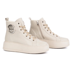 Olivier Botas de invierno de piel con aislamiento para mujer 1174, beige 2
