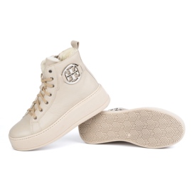 Olivier Botas de invierno de piel con aislamiento para mujer 1174, beige 3