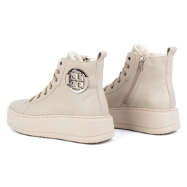 Olivier Botas de invierno de piel con aislamiento para mujer 1174, beige 4