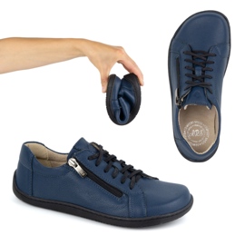 Olivier Zapatos de mujer minimalistas descalzos de piel modelo 1243 azul marino 2
