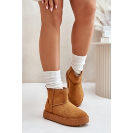 Botas de nieve con plataforma para mujer en ante ecológico Atteria Camel marrón 4