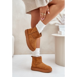Botas de nieve con plataforma para mujer en ante ecológico Atteria Camel marrón 7