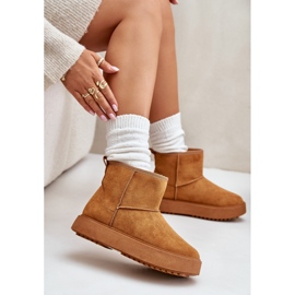 Botas de nieve con plataforma para mujer en ante ecológico Atteria Camel marrón 10