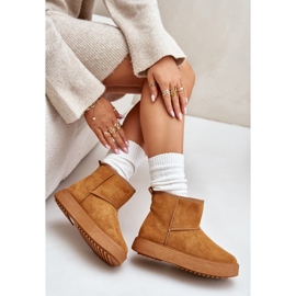 Botas de nieve con plataforma para mujer en ante ecológico Atteria Camel marrón 2