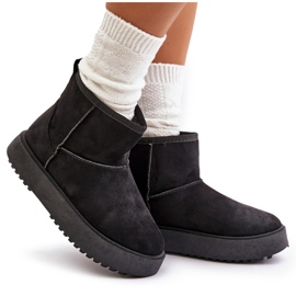 Botas de nieve con plataforma para mujer en ante ecológico, negro Atteria 11