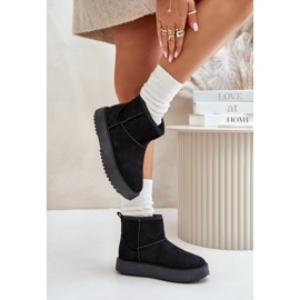 Botas de nieve con plataforma para mujer en ante ecológico, negro Atteria 6