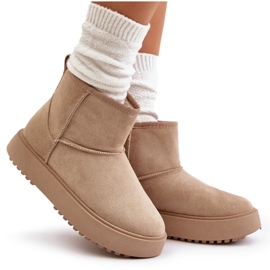 Botas de nieve con plataforma para mujer confeccionadas en ante ecológico Beige Atteria 10
