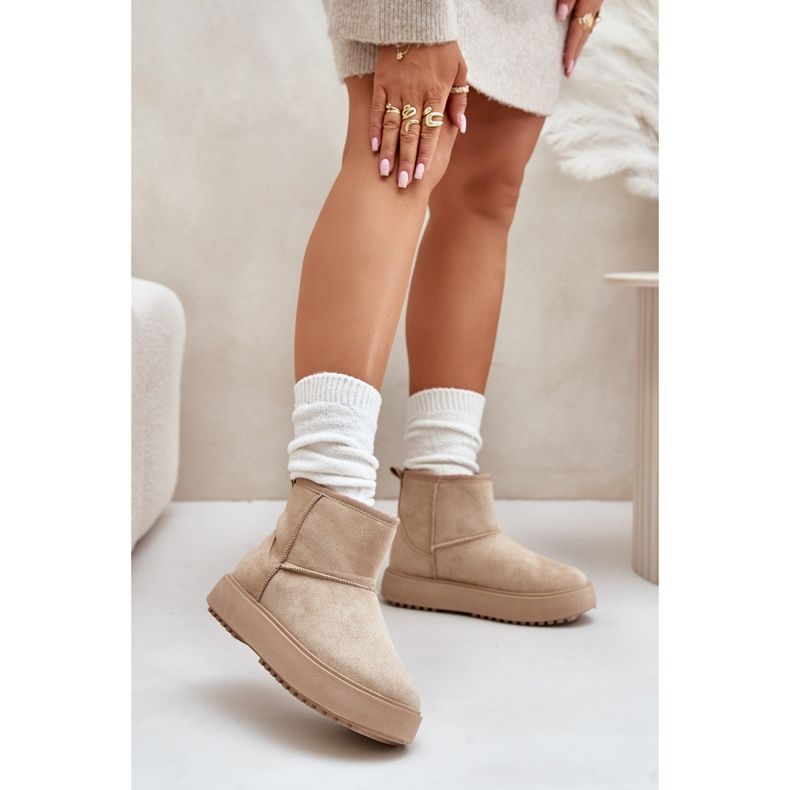 Botas de nieve con plataforma para mujer confeccionadas en ante ecológico Beige Atteria 2 Botas de nieve con plataforma para mujer confeccionadas en ante ecológico Beige Atteria 2