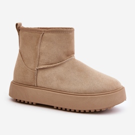 Botas de nieve con plataforma para mujer confeccionadas en ante ecológico Beige Atteria 4