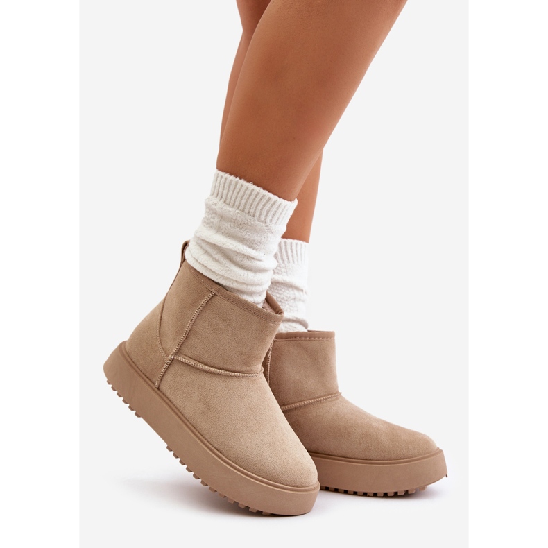 Botas de nieve con plataforma para mujer confeccionadas en ante ecológico Beige Atteria 1 Botas de nieve con plataforma para mujer confeccionadas en ante ecológico Beige Atteria 1