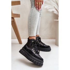 Botines Trapper aislados para mujer con plataforma Jelenia negra negro 2