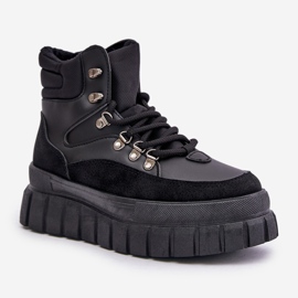 Botines Trapper aislados para mujer con plataforma Jelenia negra negro 4