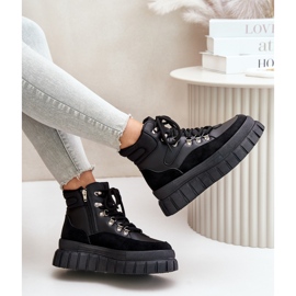 Botines Trapper aislados para mujer con plataforma Jelenia negra negro 7