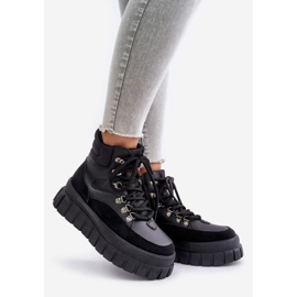 Botines Trapper aislados para mujer con plataforma Jelenia negra negro 1
