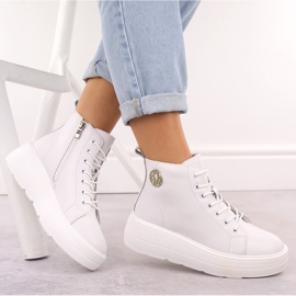 Botines de mujer blancos de piel con plataforma de Filippo DBT6374 4