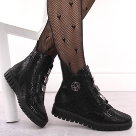 Botines de mujer de piel negra con plataforma de Filippo DBT6360 negro 4