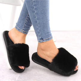 Zapatillas de estar por casa mujer con pelo, negro Unisoft 6644 4