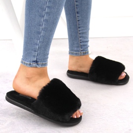 Zapatillas de estar por casa mujer con pelo, negro Unisoft 6644 5