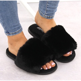 Zapatillas de estar por casa mujer con pelo, negro Unisoft 6644 6