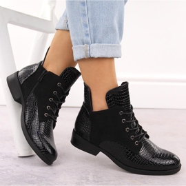 Botines de mujer en charol, negro, Vinceza 16477 4
