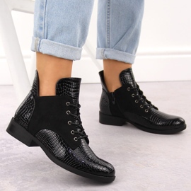 Botines de mujer en charol, negro, Vinceza 16477 5