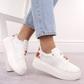 Deportivas de piel con plataforma, blanco Vinceza 89101 5