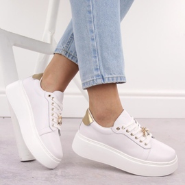 Deportivas de piel con plataforma, blanco Vinceza 89101 5