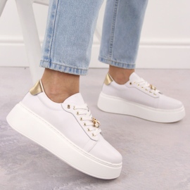 Deportivas de piel con plataforma, blanco Vinceza 89101 6