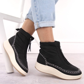Botas de nieve para mujer con cremallera, negras Potocki Z24-72300 negro 4