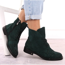 Botines de mujer con circonitas, verde Potocki SZ12178 4