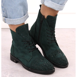 Botines de mujer con circonitas, verde Potocki SZ12178 6