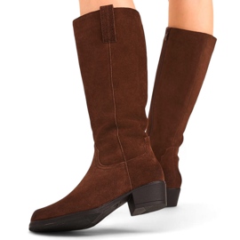 Botas cowboy de mujer en piel marrón de Sergio Leone KZ268 9
