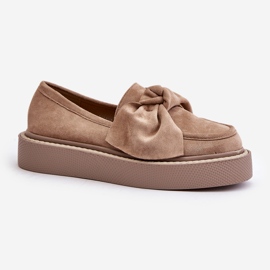 Mocasines De Mujer Con Plataforma Y Lazo, Beige Naivine 4