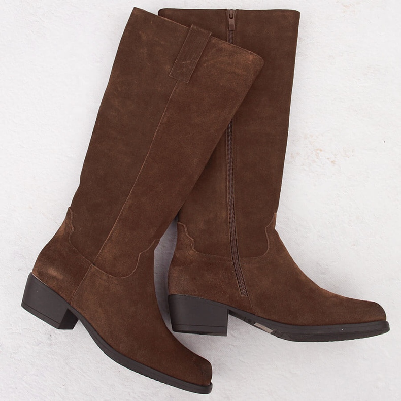 Botas cowboy de mujer en piel marrón de Sergio Leone KZ268 2