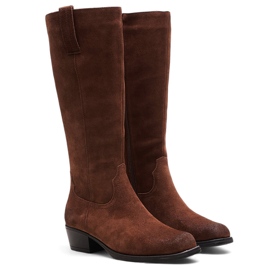 Botas cowboy de mujer en piel marrón de Sergio Leone KZ268 12