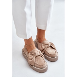 Mocasines De Mujer Con Plataforma Y Lazo, Beige Naivine 6
