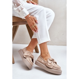 Mocasines De Mujer Con Plataforma Y Lazo, Beige Naivine 8