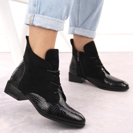 Botines de mujer en charol, negro, Potocki 12498 5