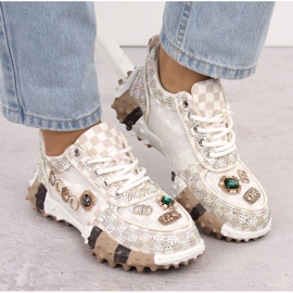 Zapatos de mujer ricamente decorados con circonitas, blanco Potocki 16324 6