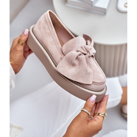 Mocasines De Mujer Con Plataforma Y Lazo, Rosa Empolvado Naivine rosado 7