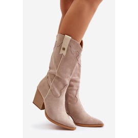 Botas Vaqueras Aislante Tacón Alto Ante Ecológico Beige Hanivin 1 Botas Vaqueras Aislante Tacón Alto Ante Ecológico Beige Hanivin 1