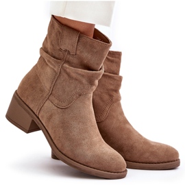 Botines de mujer beige con aislamiento y tacón bajo fruncido Zinanya 11