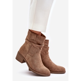 Botines de mujer beige con aislamiento y tacón bajo fruncido Zinanya 1