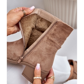 Botines de mujer beige con aislamiento y tacón bajo fruncido Zinanya 2
