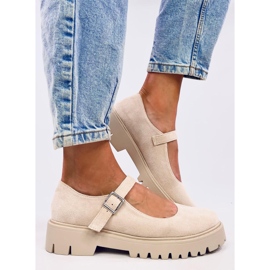 Holmess Bailarinas beige con plataforma y tiras 2