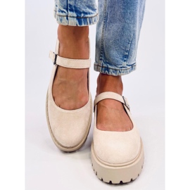 Holmess Bailarinas beige con plataforma y tiras 3
