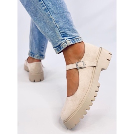 Holmess Bailarinas beige con plataforma y tiras 4