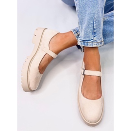 Holmess Bailarinas beige con plataforma y tiras 5