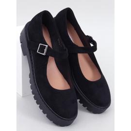 Holmess Bailarinas negras con plataforma y tiras negro 1